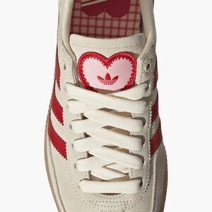Adidas Women's Cream and Red Heart Sneakers